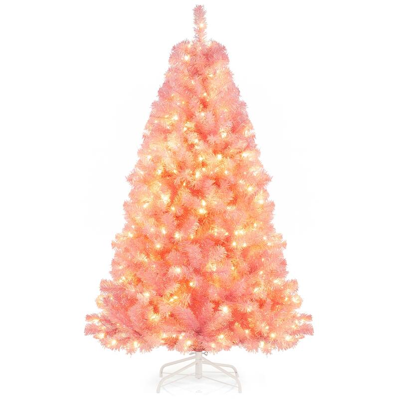 Gymax 6 FT Artificial Tinsel Christmas Tree w/ 250 Lights 8 Modes 688