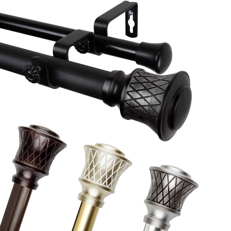 InStyleDesign Prisy 1 inch Diameter Adjustable Double Curtain Rod