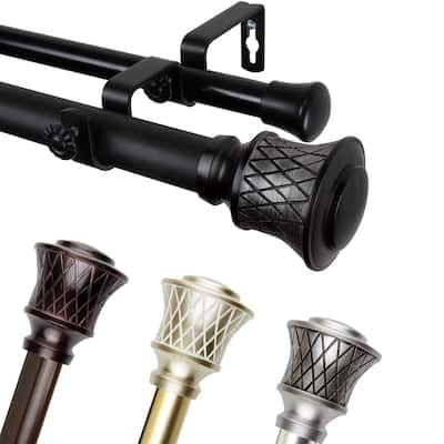 InStyleDesign Prisy 1 inch Diameter Adjustable Double Curtain Rod