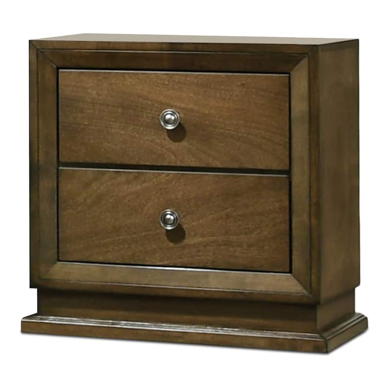 Furniture of America Igala Walnut Wood Oversized 2-Drawer Nightstand