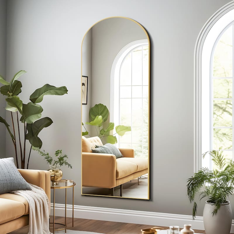 Arched Full Length Mirror with Solid Wood Frame