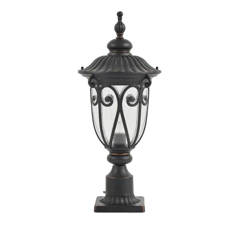 24" Classic Black Outdoor Post Lantern - Single Waterproof Aluminum Light Fixture with Bubble Glass Shade (Bulb Not Included)‌.