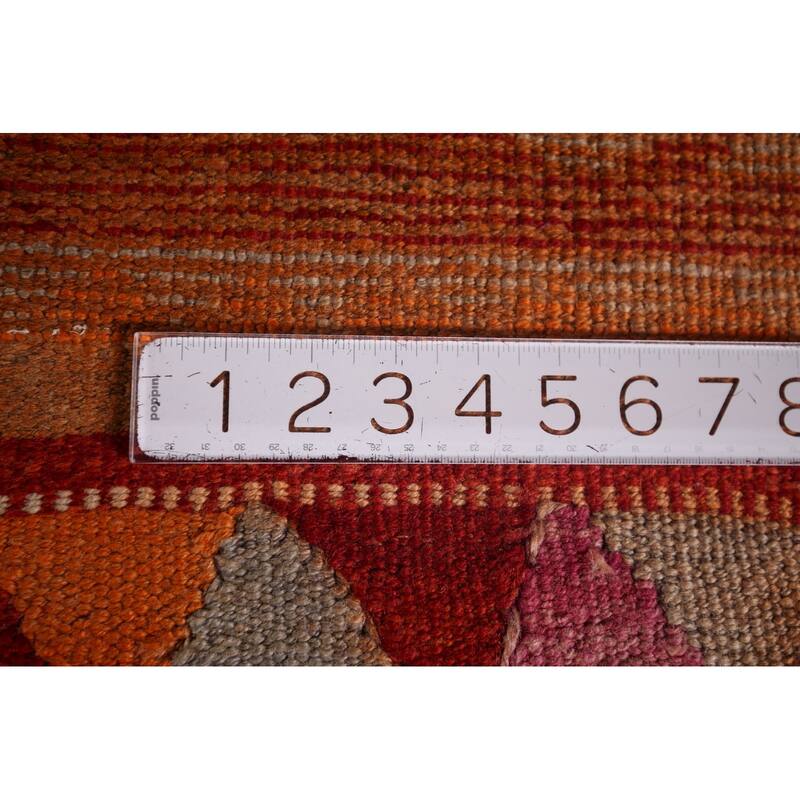 Orange Oushak Turkish Vintage Runner Rug Handmade Wool Carpet - 3'1"x 10'11"