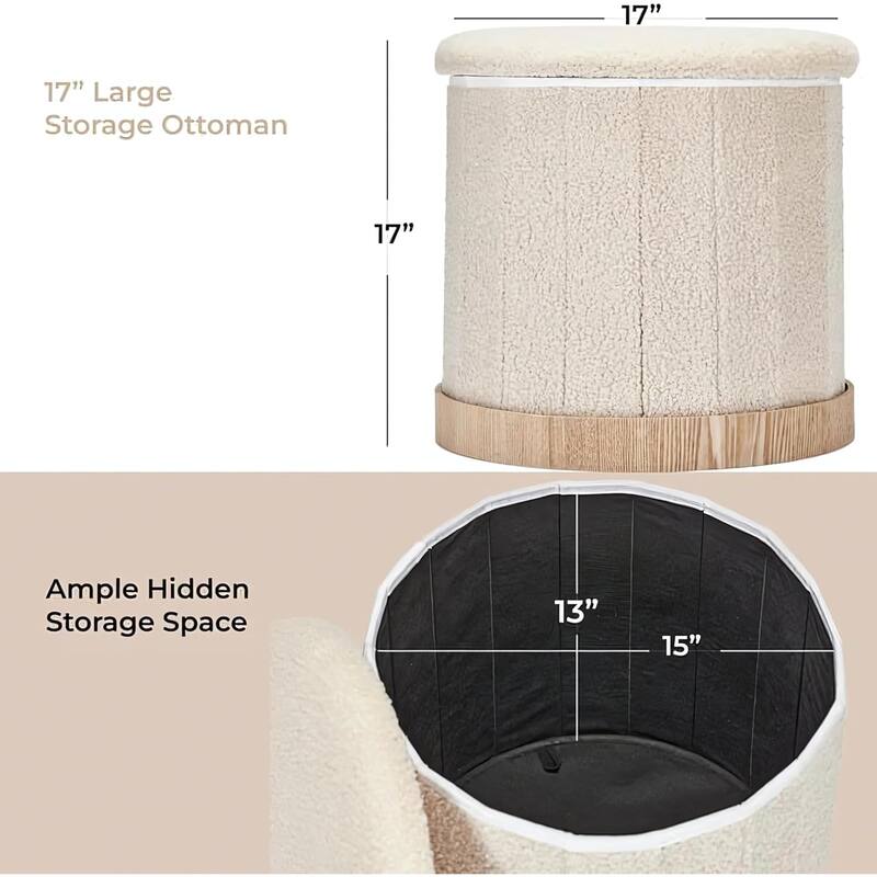 Aria Home Teddy Fabric Ottoman Coffee Table with Hidden Storage