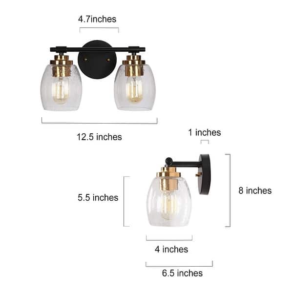 Fintch Modern Farmhouse 2-light Bathroom Vanity Light Fixture Industrial Black Gold Wall Sconce