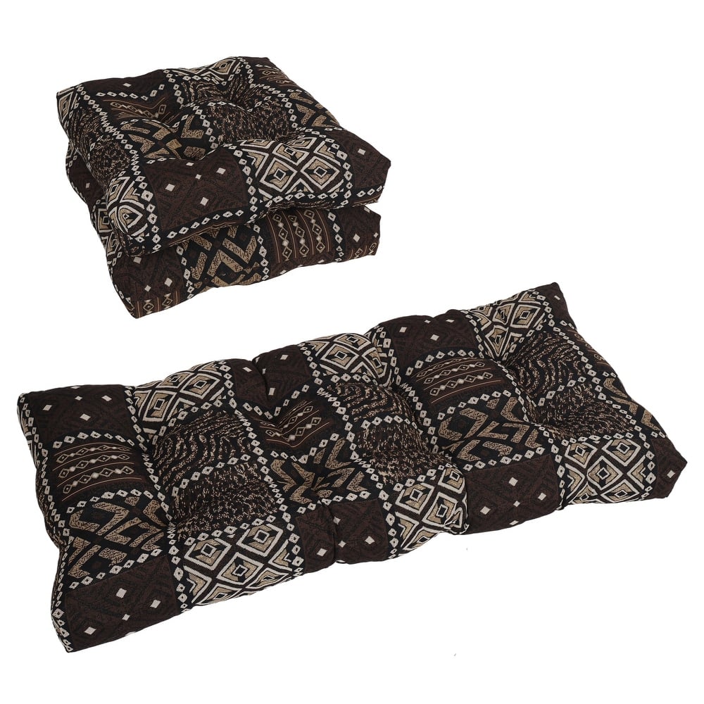Tufted Tapestry Settee Cushions (Set of 3, Multiple Patterns) - 42 x 19