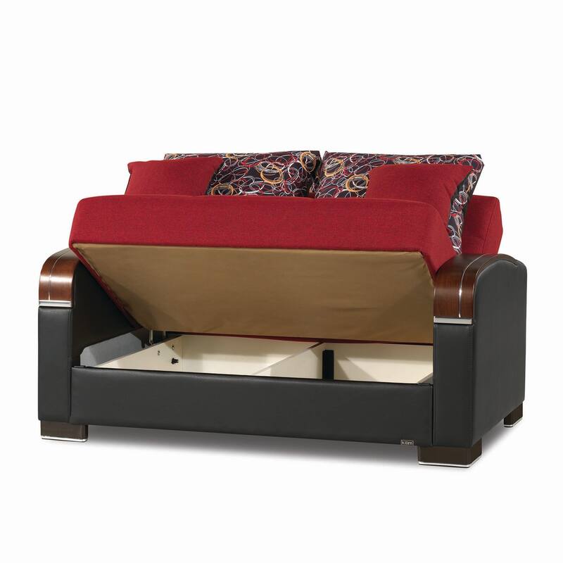 Collection Upholstered Convertible Loveseat With Storage - Red