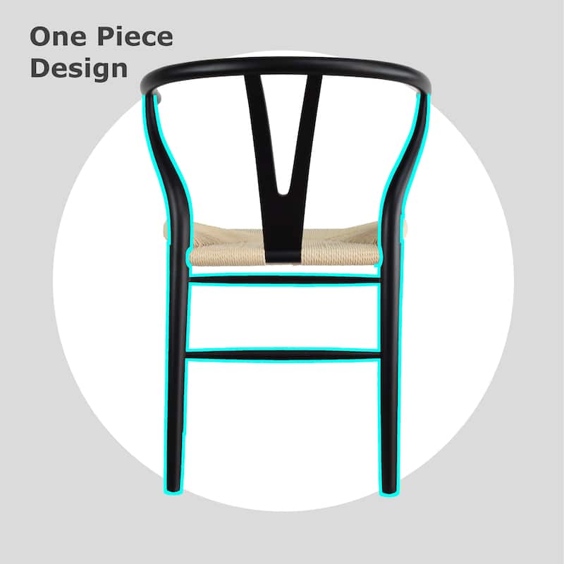 Modern Dining Chair with Woven Paper cord Seat, Solid Wooden Farmhouse Y Back Elbow Side Chair