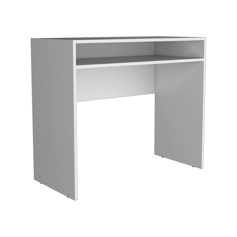 Contemporary Writing Desk with Minimalist Style, Extra Storage Shelf, and Water-Resistant Top for Versatile Use