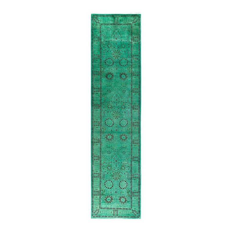 Contemporary Overdyed Wool Hand Knotted Runner - 3' 0" x 12' 4"