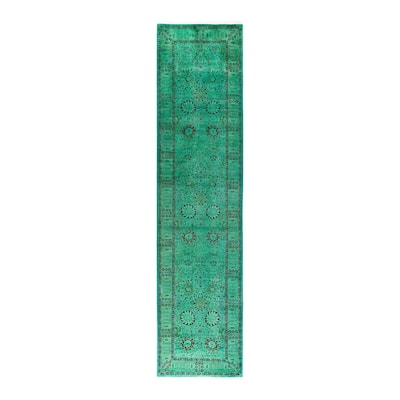 Contemporary Overdyed Wool Hand Knotted Runner - 3' 0" x 12' 4"