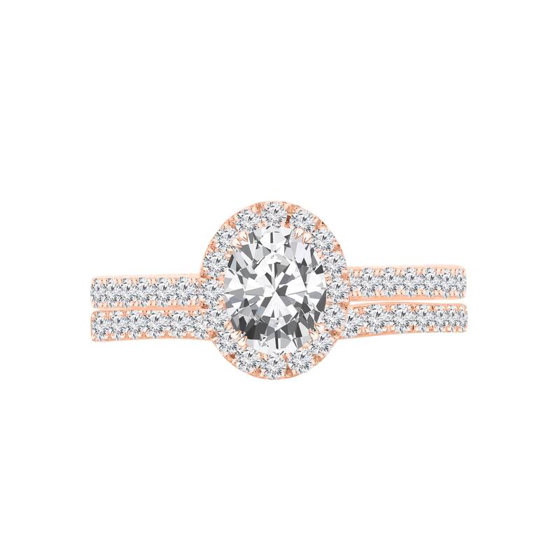 Auriya 1 3/4ctw Oval Shaped Halo Diamond Engagement Ring Set 14k Gold