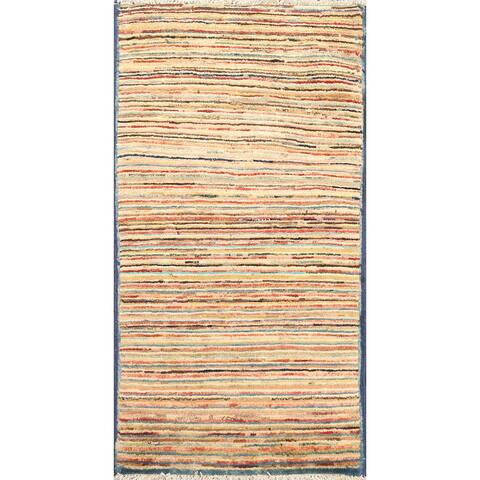 Contemporary Gabbeh Kashkoli Oriental Wool Area Rug Handmade Carpet - 1'8" x 3'2"