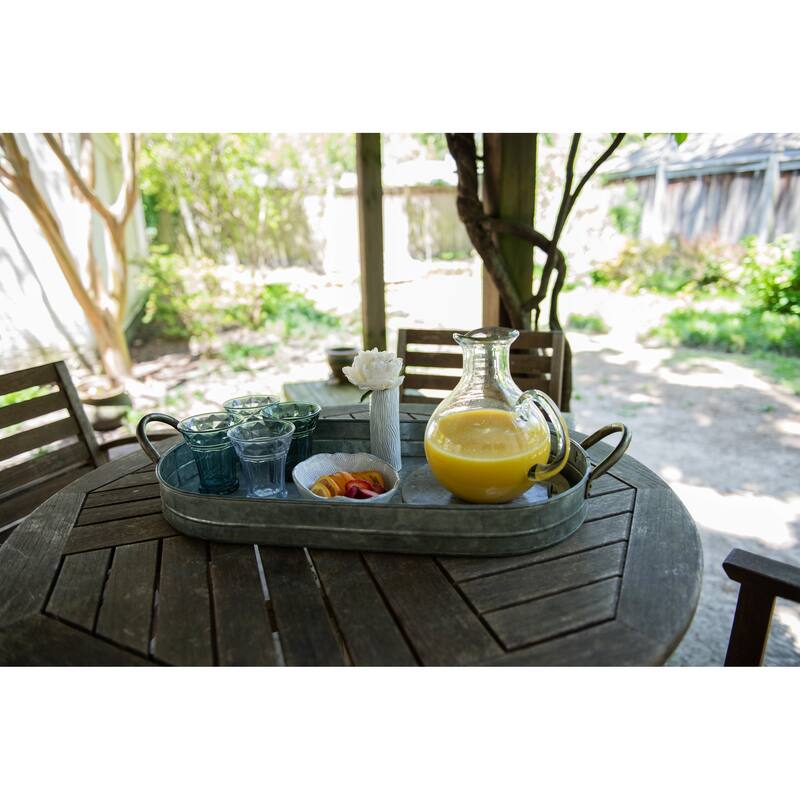 Galvanized Metal Tray with Handles