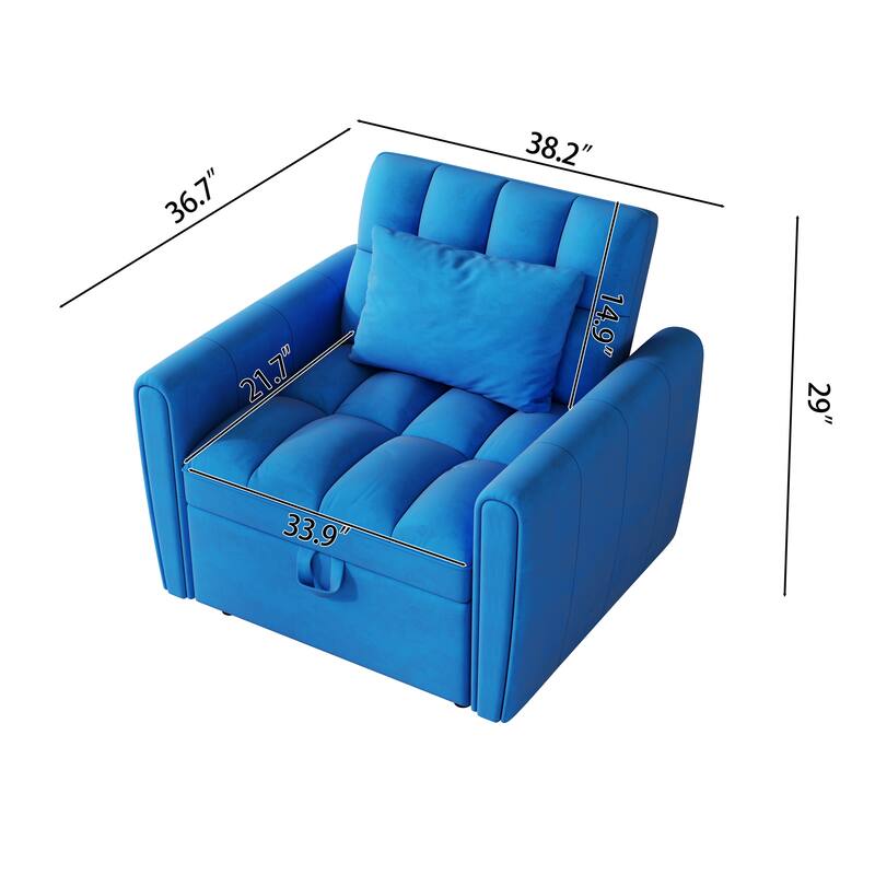 38.2-Inch Foldable Large-Size Sofa Bed,Sofa Bed With Adjustable Backrest,3 Positions And Pillows