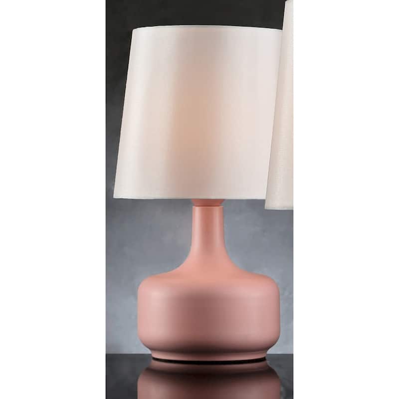 Metal Touch Table Lamp with White Linen Empire Shade - 10” x 10” x 17.25” (D x W x H)