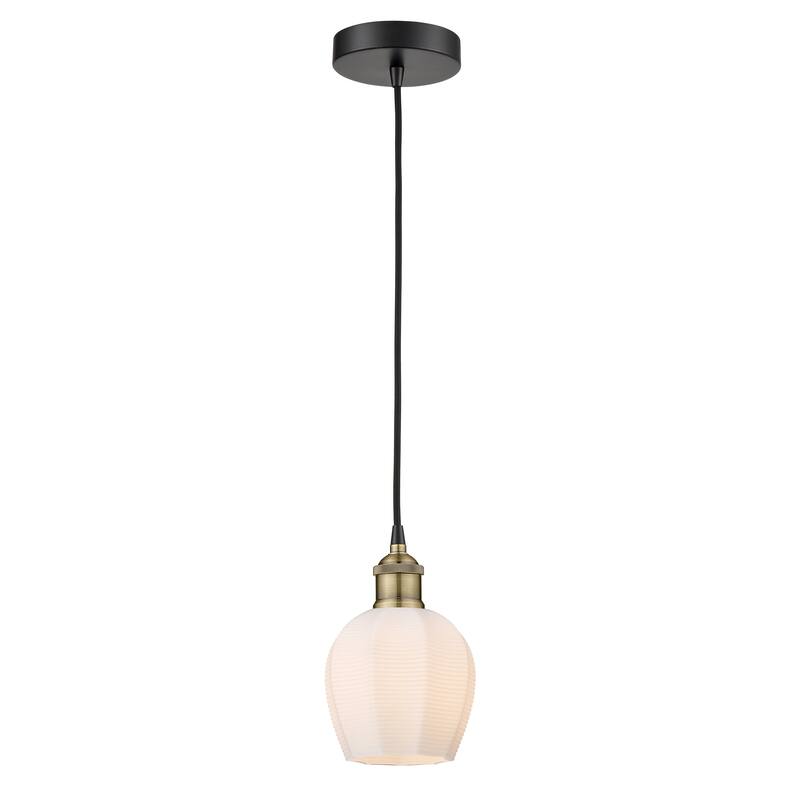 Innovations Lighting Norfolk - 1 Light 6" Cord Hung Mini Pendant - Matte White/Black Antique Brass