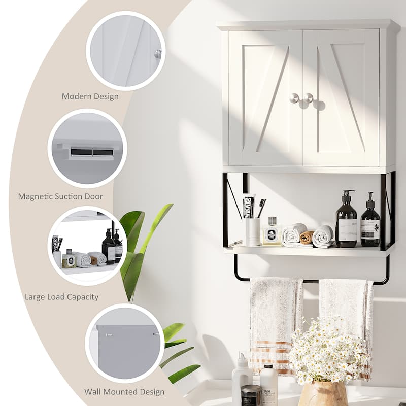 Futzca Bathroom Wall Cabinet with Towels Bar, Storage Medicine Cabinet
