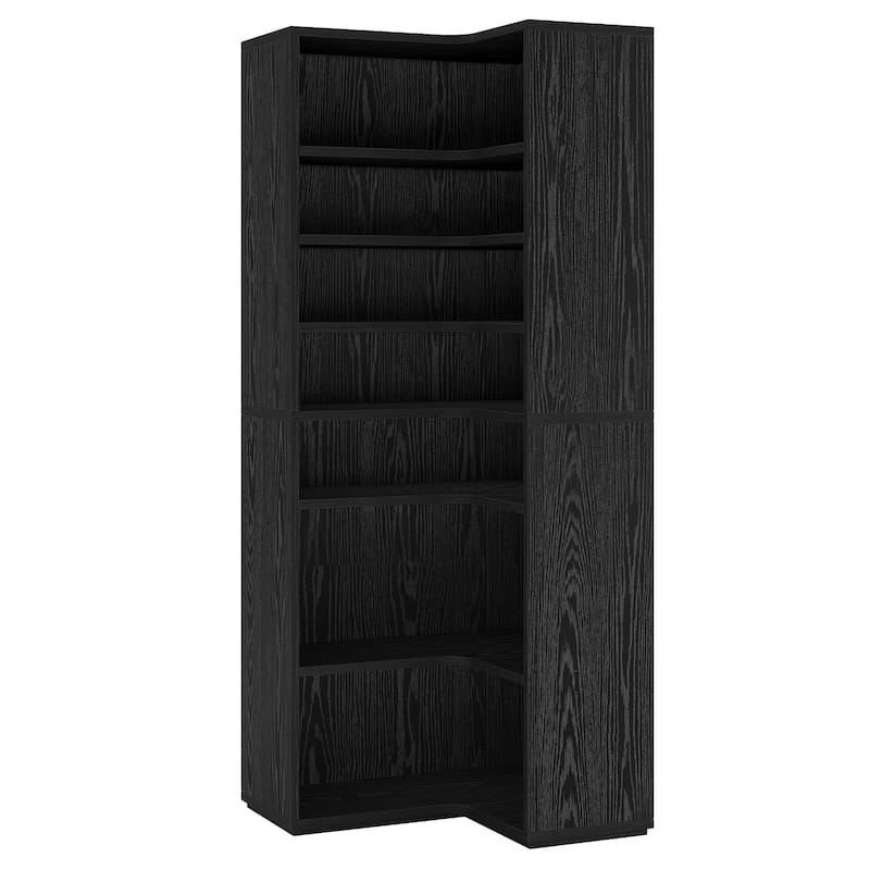 Corner Shelf, 9-Tier Modern Corner Bookcase, White L Shaped Bookshelf