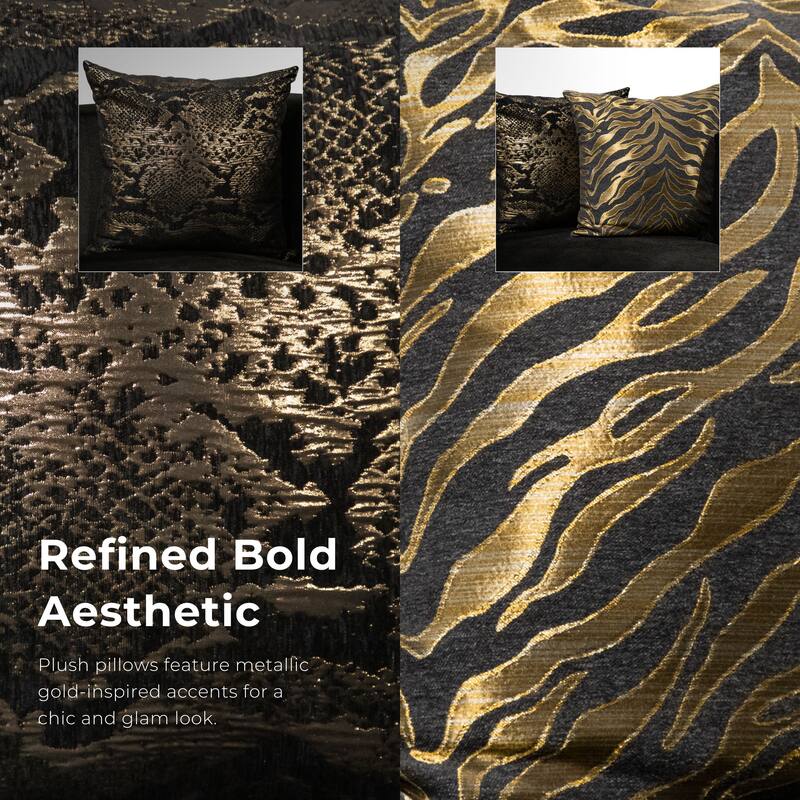 Furniture of America Ospray Glam 2-Piece Black Velvet Upholstered Zebra Print Sofa Set