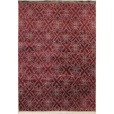 Red Art & Craft Oriental Living Room Area Rug Hand-knotted Wool Carpet - 7'11" x 9'10"