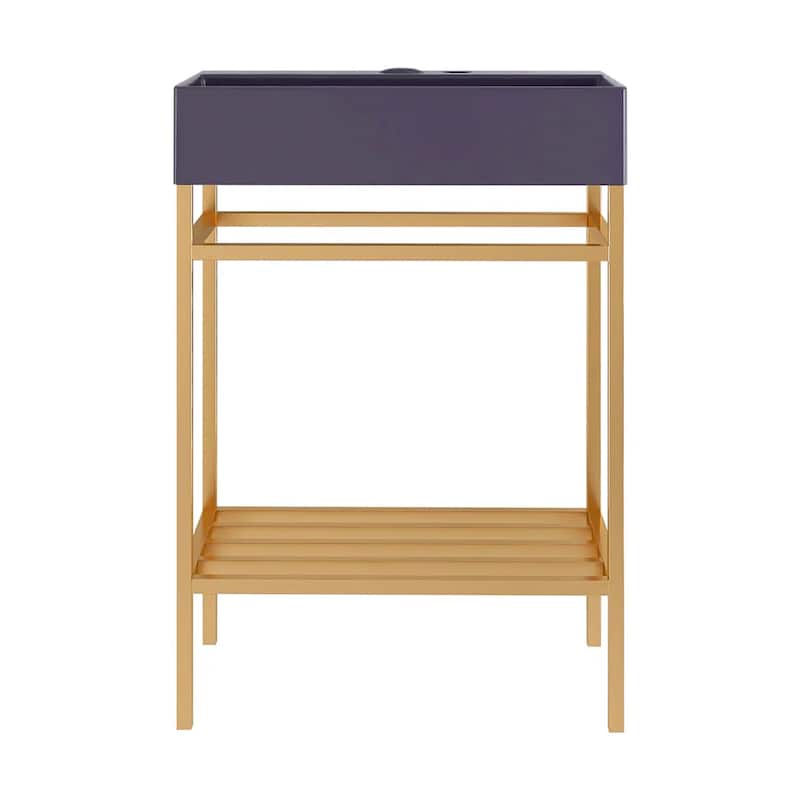 24" Freestanding Bathroom Vanity with Ceramic Sink - 23.62'' x13.98'' x 33.46''