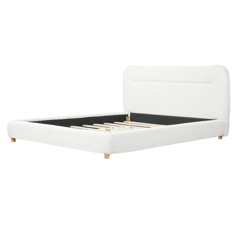 Christopher Knight Home-Upholstered Bed Frame with Curved Headboard