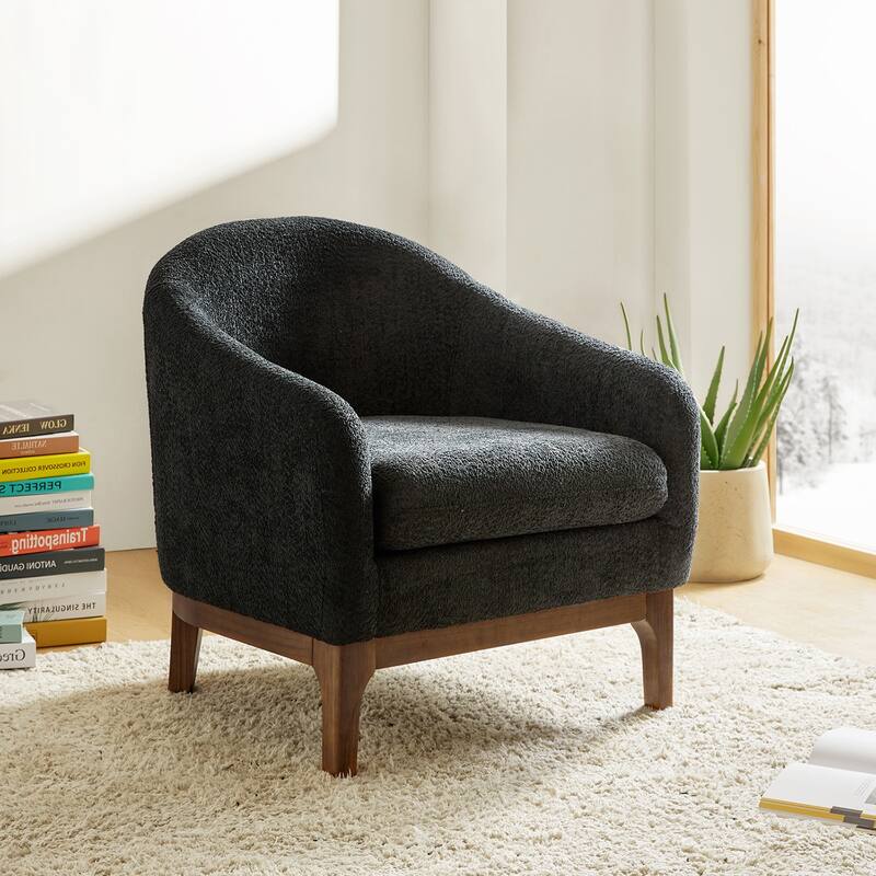 Joseph Modern Boucle Solid Wood Armchair Chair By HULALA HOME
