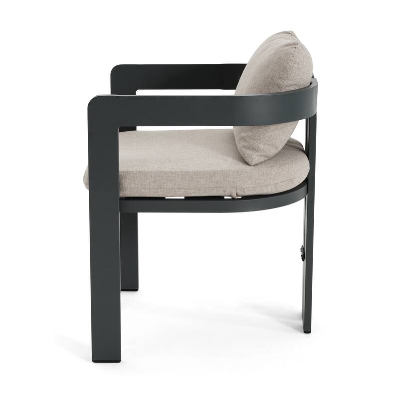 Roomfitters Pula Outdoor Aluminum Dining Chairs with Removable Cushions, Rust Proof, Set of 2