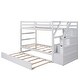 preview thumbnail 15 of 31, Wooden Twin over Twin Bunk Bed Frame with Twin Size Trundle Bed Frame, Storage Stairs and Guardrails for Kids, Teens