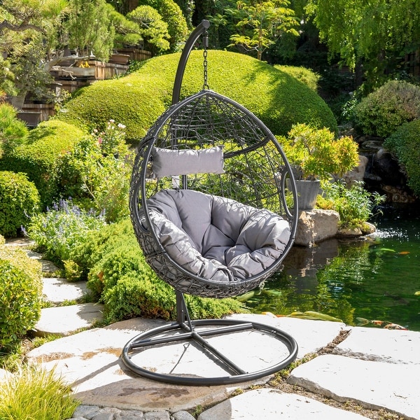 Outdoor wicker deals swing chair