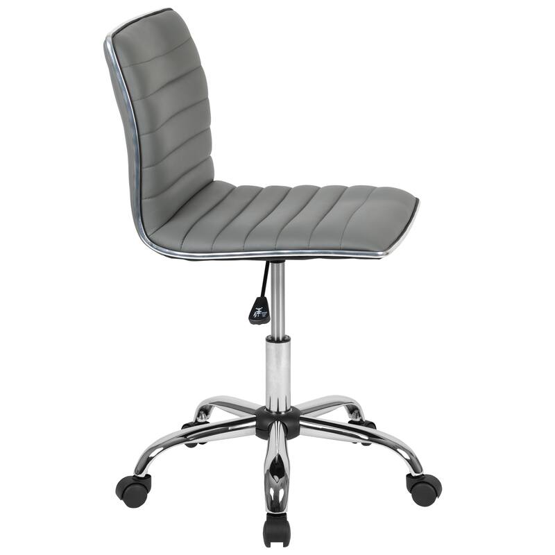 Low Back Designer Armless Ribbed Swivel Task Office Chair