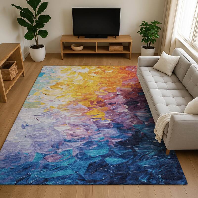Premium Washable Super Soft Modern Current Mayfield Rug - Gold - 9' x 12'