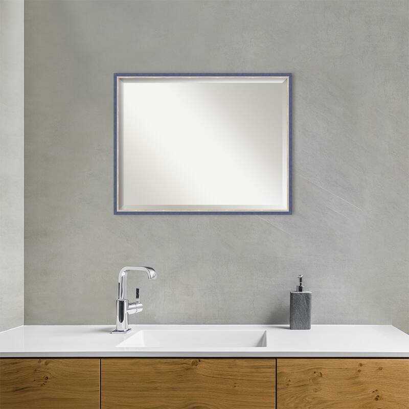 Theo Narrow Beveled Wood Framed Bathroom Vanity Wall Mirror