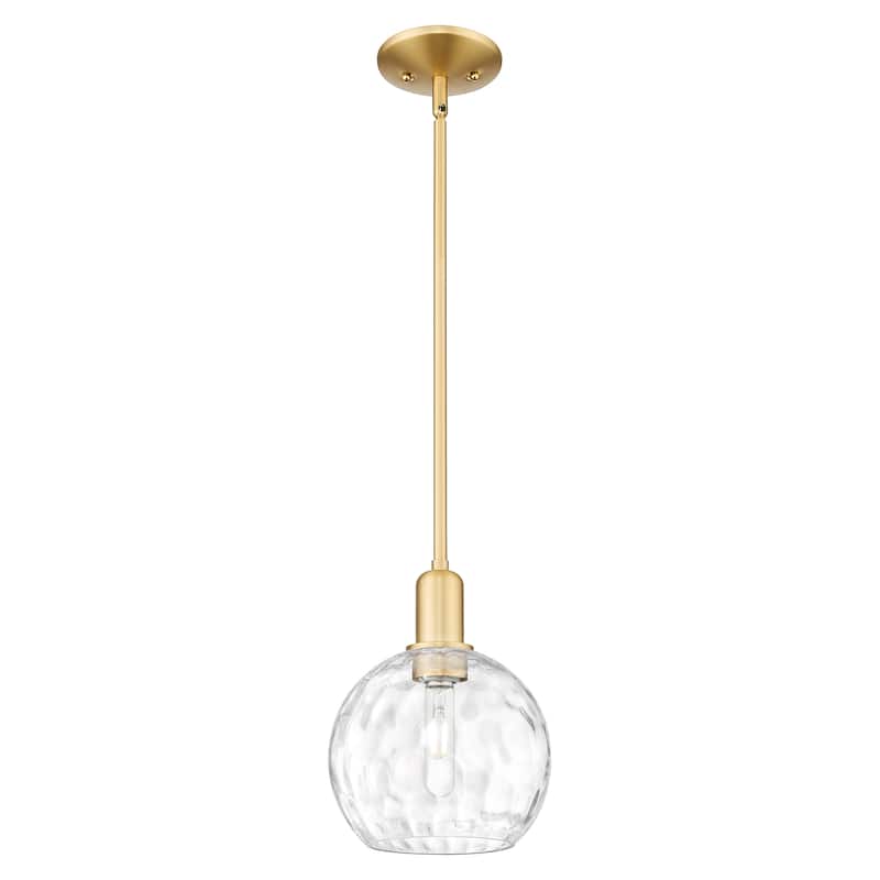 Innovations Lighting Endless Possibilities Arcadia - Athens Water Glass - 1 Light 8" Stem Hung Mini Pendant - Clear Water Glass/Satin Gold