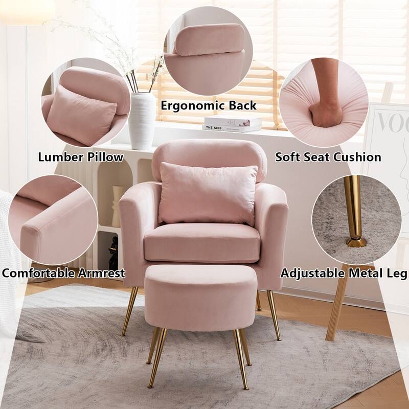 Half Disassembled Single Chair With Gold Feet And Pedals Flannelette Indoor Leisure Chair Beige