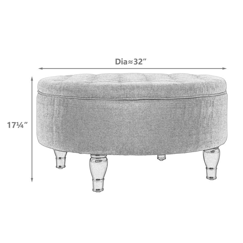 Maypex 32" Tufted Round Storage Cocktail Ottoman