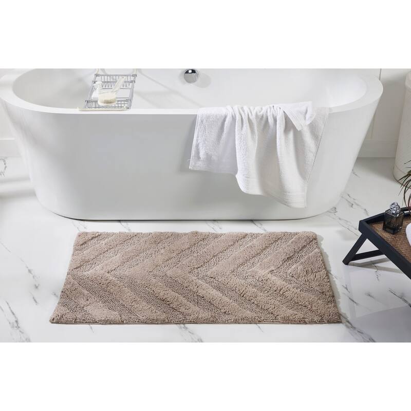 Better Trends Hugo Collection 100% Cotton Tufted Bath Rugs with Chevron Patterns, High Absorbency, Anti-Skid, Easy to Clean