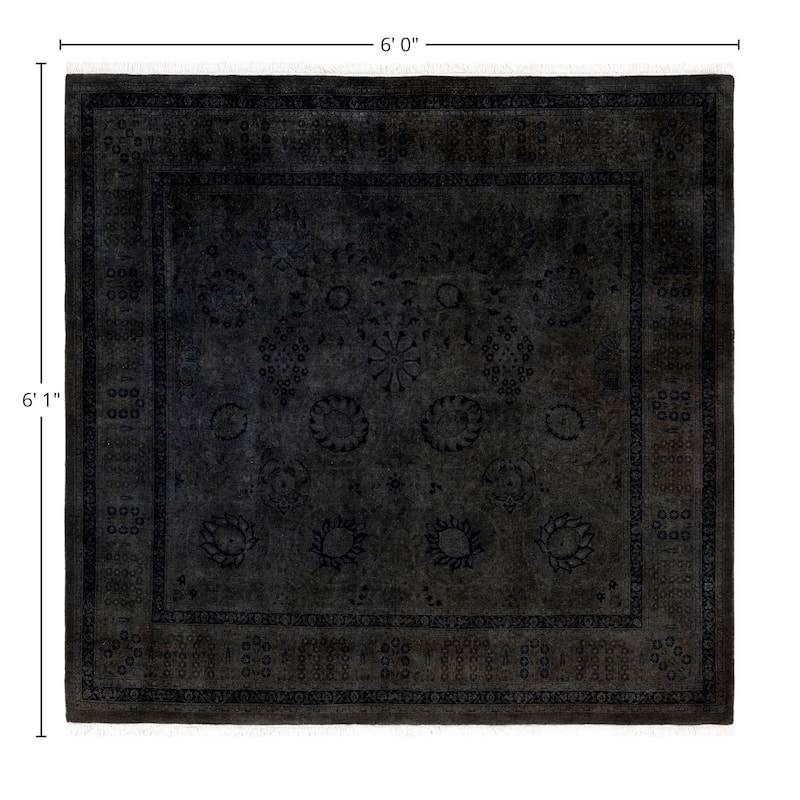Overdyed One-of-a-Kind Hand-Knotted Area Rug - Black - 6' 0" x 6' 1"