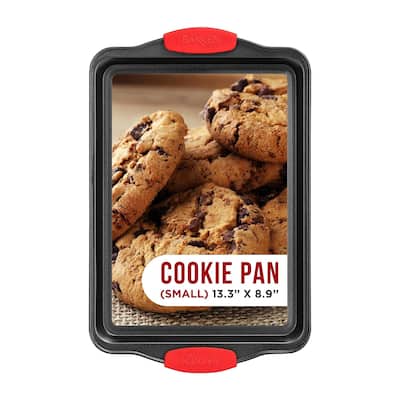 Nonstick Cookie Sheet Pan Carbon Steel with Red Silicone Handles
