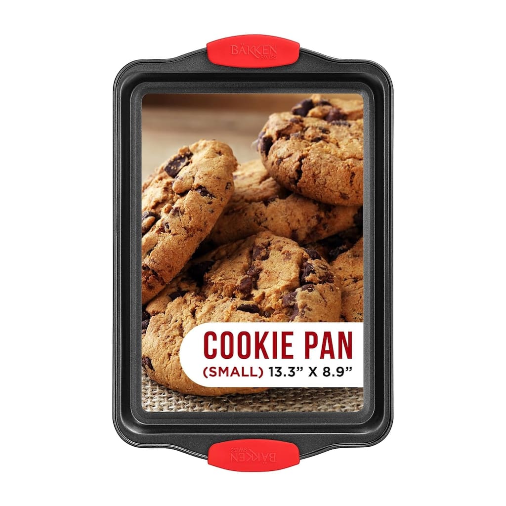 Nonstick Cookie Sheet Pan Carbon Steel with Red Silicone Handles