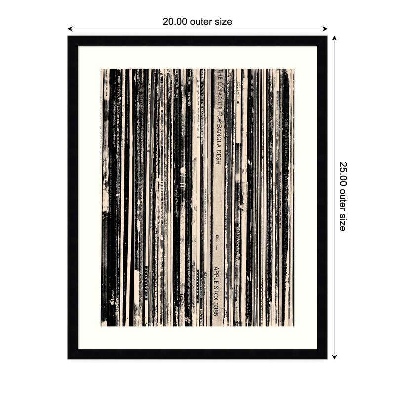 Kate and Laurel 33 RPM Black and White by Robert Cadloff Framed Wall Art Print