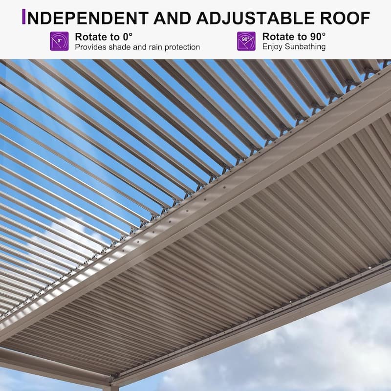 PURPLE LEAF Louvered Pergola Outdoor Aluminum Pergola with Adjustable Roof for Patio Hardtop Gazebo