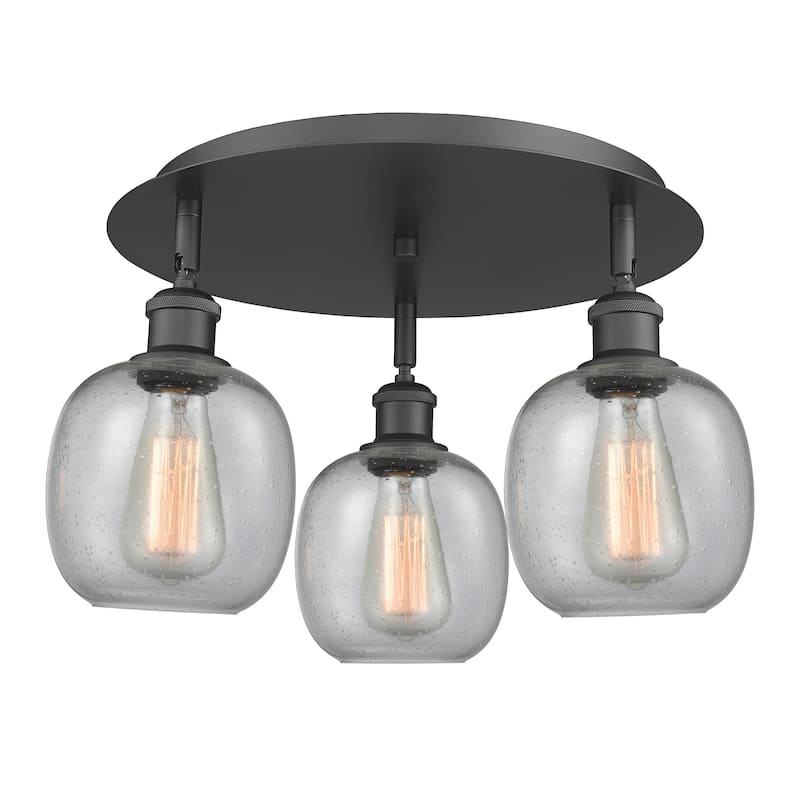 Innovations Lighting Belfast - 3 Light 18" Flush Mount - Seedy/Matte Black