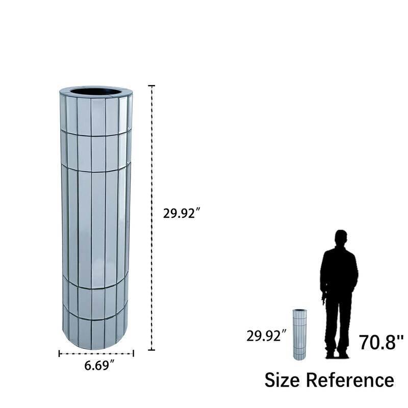 29.92"(76cm)Tall Floor Vase Mirrored Silver Round Vase for Home Decor Mirrored Glass Decorative Modern Vase Ideal