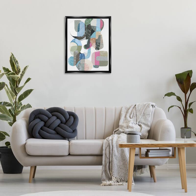 Stupell Pastel Shapes Intertwined Framed Floater Canvas Wall Art Design By Coco Good