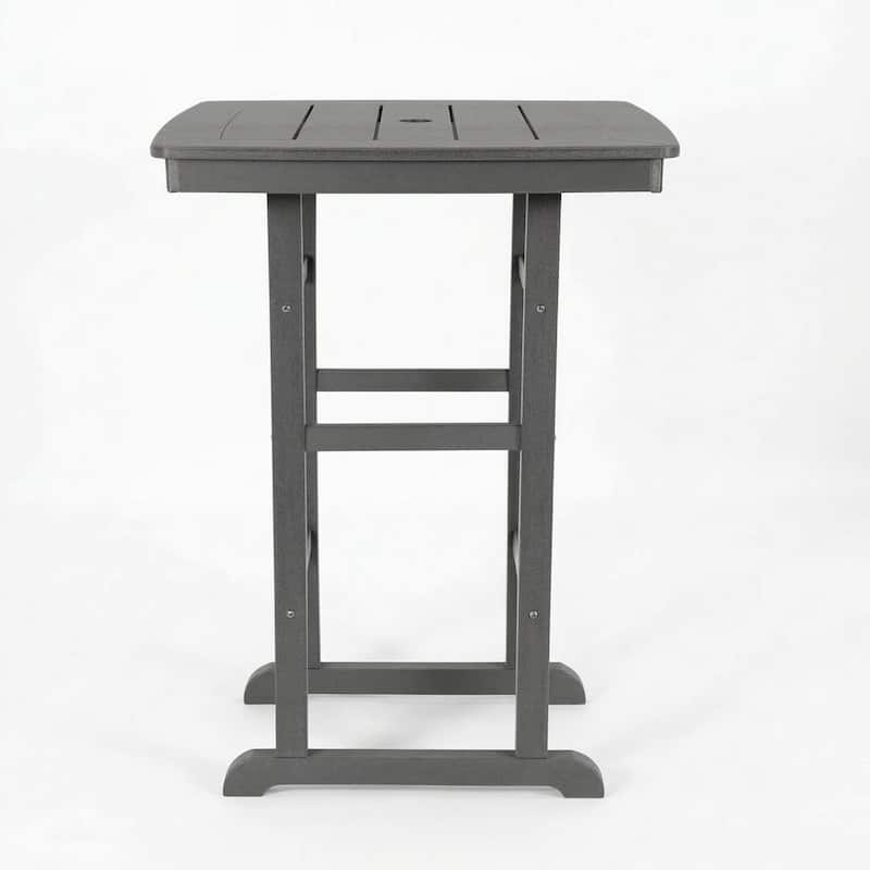 3-Piece HDPE Bar-Height Patio Bistro Set, 42.1" Square High Top Pub Table + 2 Bar Chairs, All-Weather Outdoor Dining Set