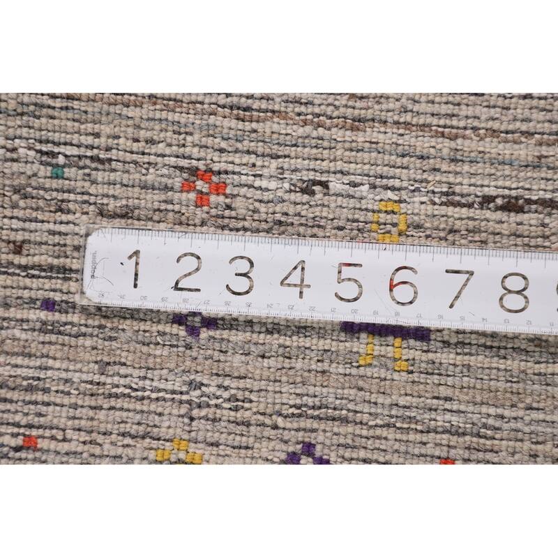 Earth Tone Gabbeh Square Area Rug Hand-Knotted Oriental Wool Carpet - 7'10" X 8'0"