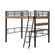 preview thumbnail 7 of 11, Artsy & Multi-functional Design Metal Full Size Loft Bed with Built-in Desk, Storage Shelf and Ladder, Safety for Kids, Black