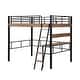preview thumbnail 1 of 9, Full Size Metal Loft Bed with Built-in Desk,Storage Shelf and Ladder,Minimalist Design Black